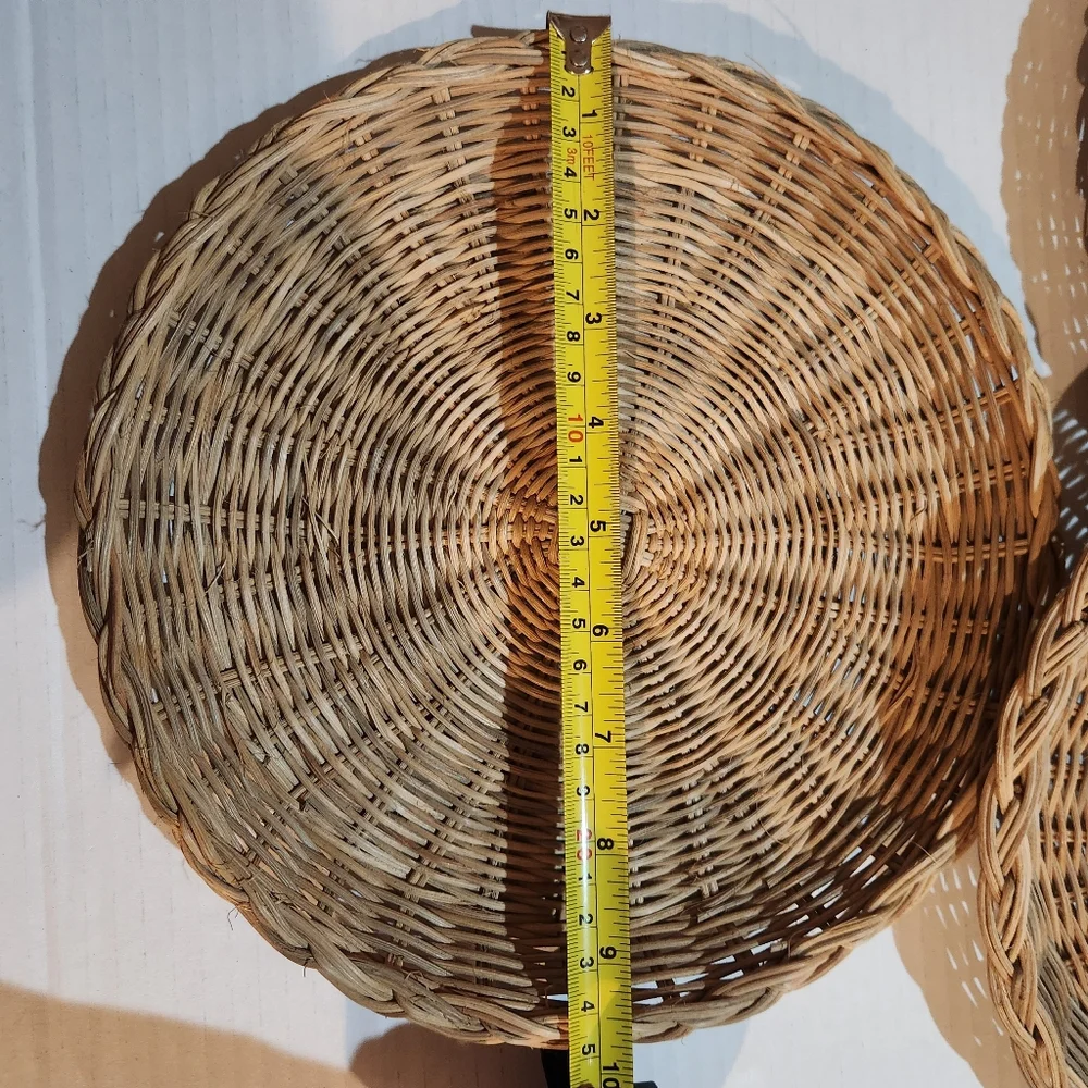 Wicker Bread Baskets Set of 3 Round Farmhouse Boho Decor 10